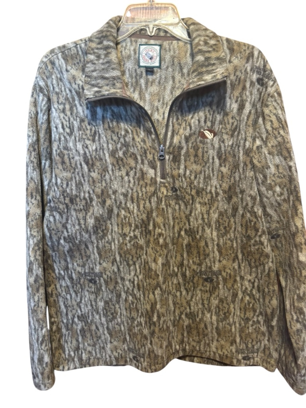 Vintage Macks Prairie Wings Men’s L  QZip Fleece Pullover Jacket Camo Mossy Oak
